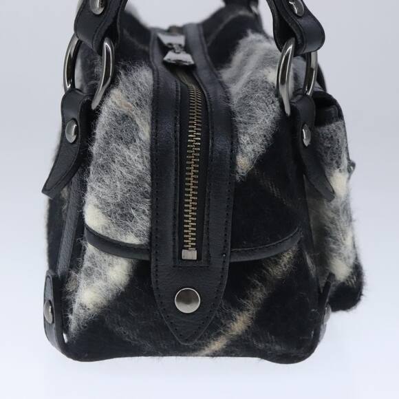 Burberry Nova Check Blue Label Shoulder Bag Wool Leather Black - Picture 3 of 16